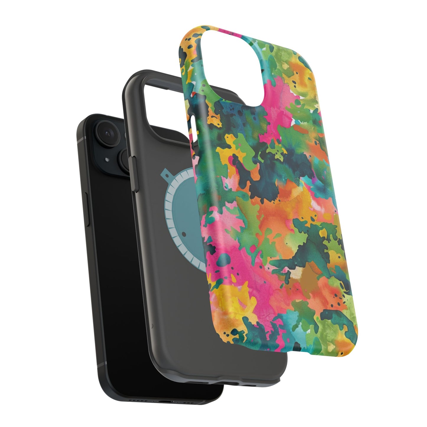 Vibrant Watercolor Splash MagSafe Case – Colorful Abstract Design with MagSafe Compatibility