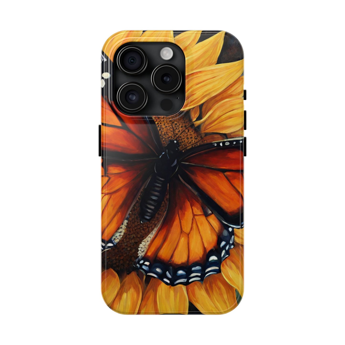 Monarch Butterfly & Sunflower Art – iPhone Case