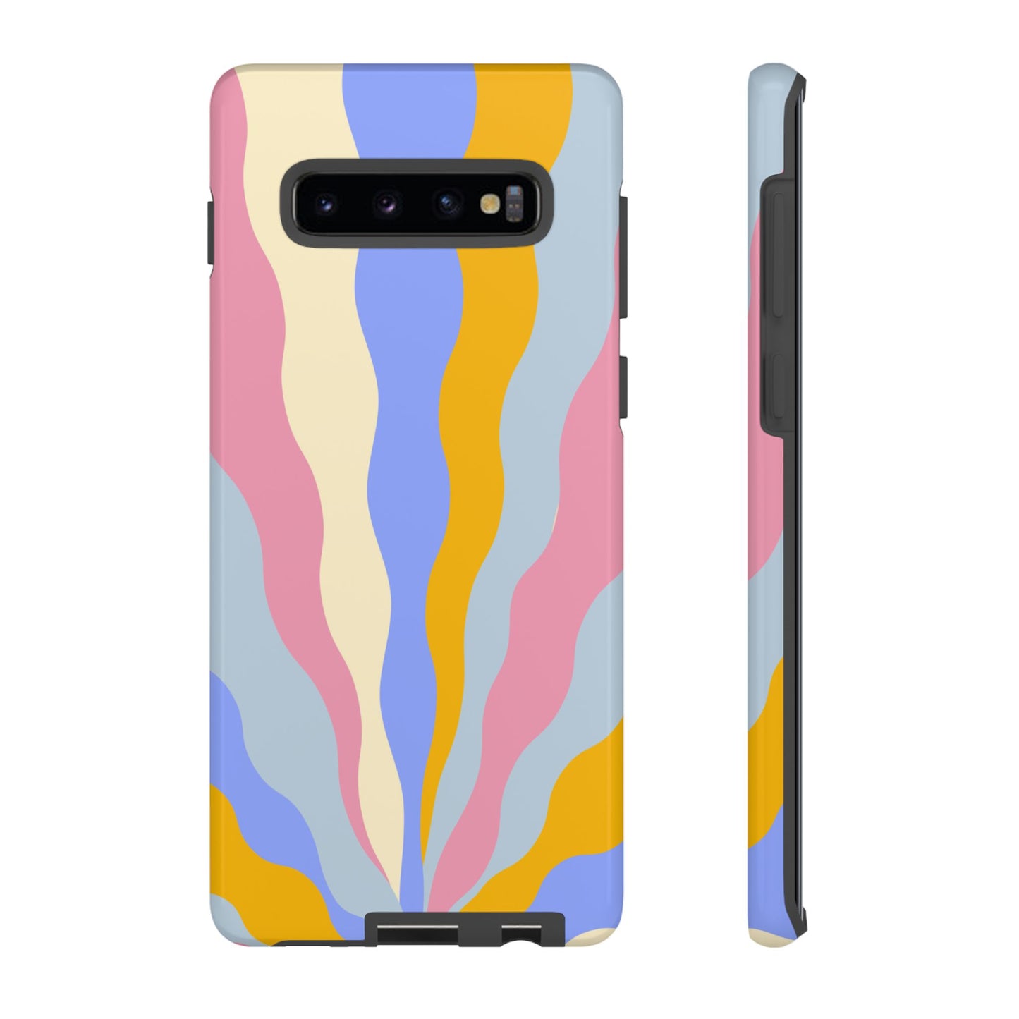 Pastel Radiance Samsung Galaxy Case – 70s-Inspired Dual-Layer Design with Wavy Sunburst Pattern