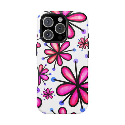 Pink Retro Bloom MagSafe iPhone Case – Ultra-Slim Design, Glossy Finish