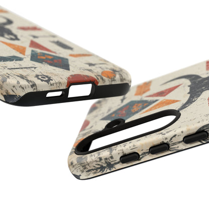 Tribal Bull Skull & Arrows Tough Samsung Galaxy Case – Rustic Western Design, Dual-Layer Protection