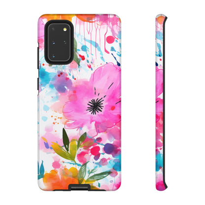 Color Splash Pink & Orange Watercolor Floral - Samsung Galaxy Case