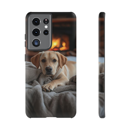 Cozy Golden Retriever by the Fireplace - Samsung Galaxy Case