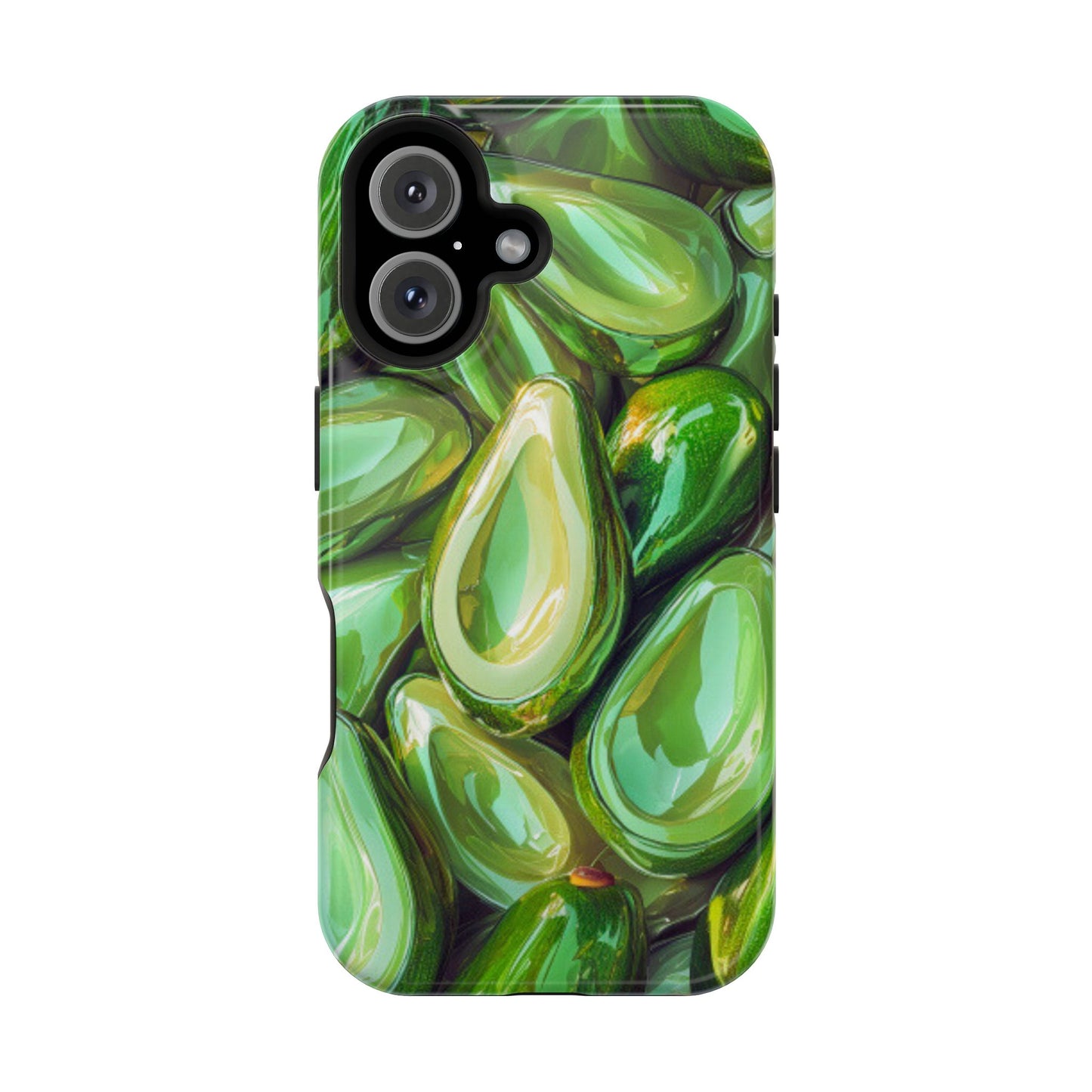 Glossy Avocado MagSafe iPhone Case – Sleek Green 3D Fruit Design, Durable and Stylish