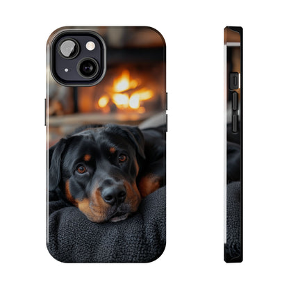 Warm Rottweiler by the Fireplace Samsung Galaxy Case – Rustic Charm for Dog Lovers