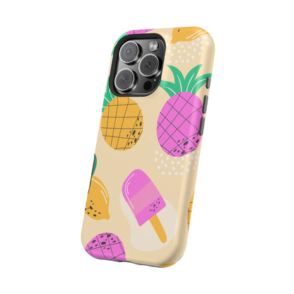 Tropical Pop MagSafe iPhone Case – Fun Pineapple & Lemon Design with Vibrant Summery Colors