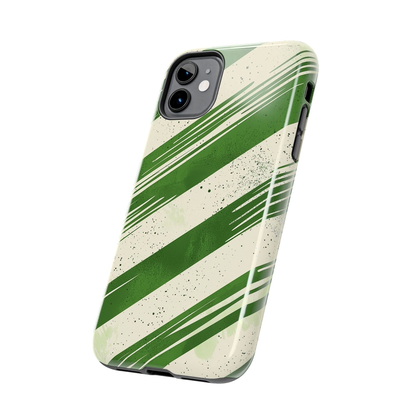 Green Stripes iPhone Case – Bold Diagonal Brushstroke Design - BOGO Cases