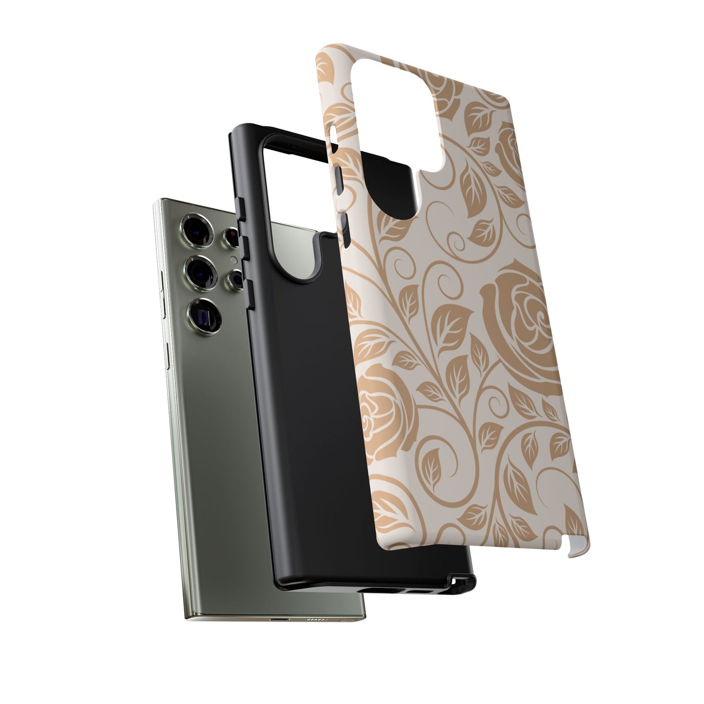 Vintage Rose Vine Tough Samsung Galaxy Case – Elegant Floral Pattern with Dual-Layer Protection