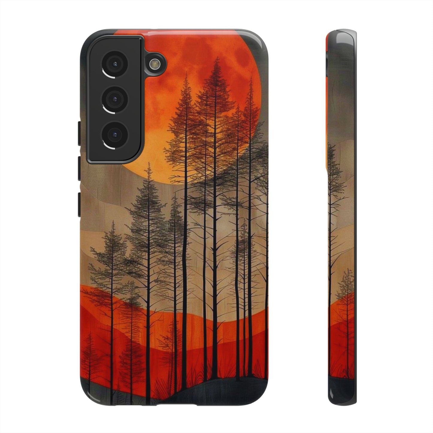 Moody Forest Moonrise Samsung Galaxy Case – Dark Landscape Design, Dual-Layer Protection