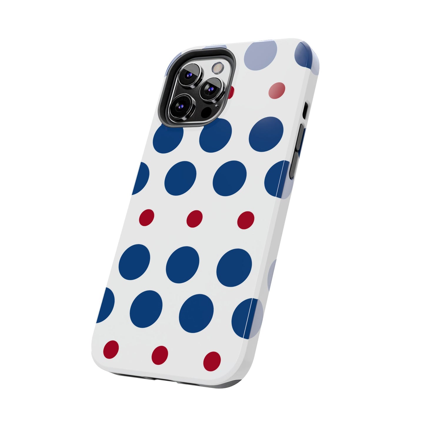 Bold Navy & Red Polka Dot Pattern – iPhone Case