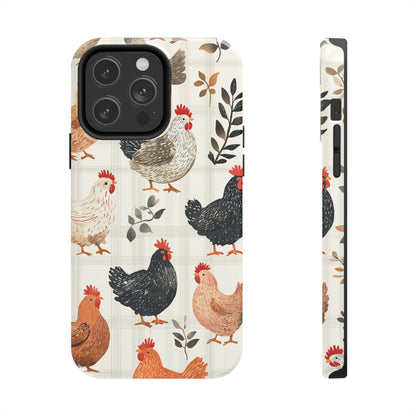 iPhone Case: Vintage Chicken & Leaves – Farmhouse Style Case