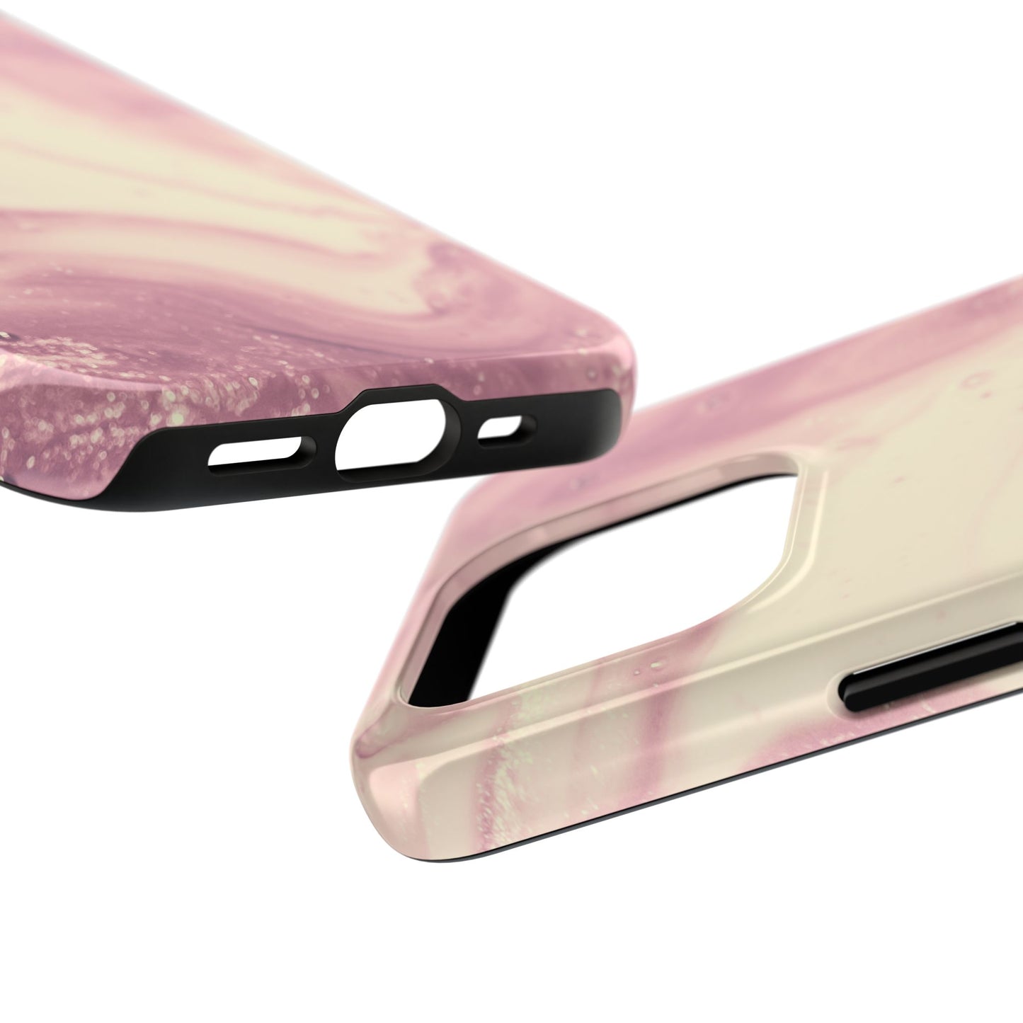 Blush Marble Glow – iPhone Case with Rose Gold & Pink Swirl Pattern