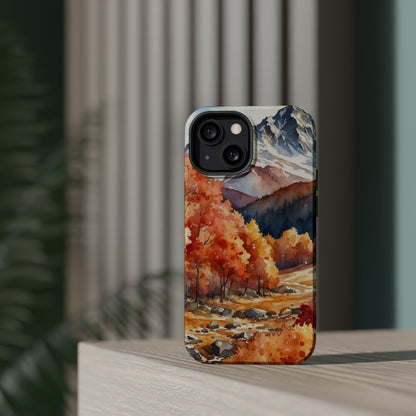 Watercolor Autumn Forest and Mountains - MagSafe iPhone Case