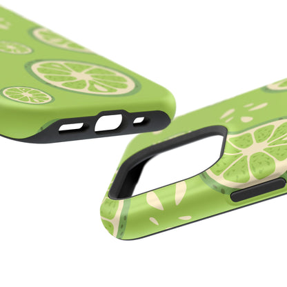 Zesty Lime Splash Tough MagSafe iPhone Case – Fresh Citrus Design, Dual-Layer Protection