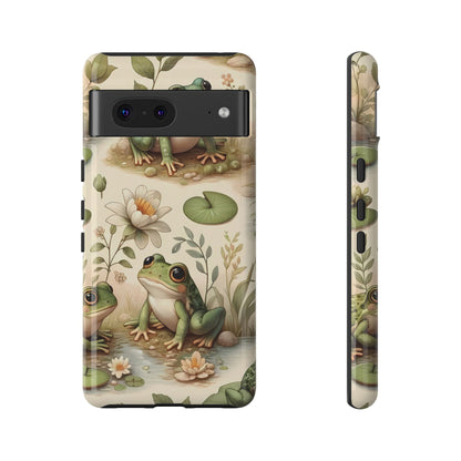 Cute Frogs Phone Case - Pond Pals Frolic - Charming Frog Lily Pad Phone Case for iPhone, Google & Samsung! Great Gift For Any Frog Lover!