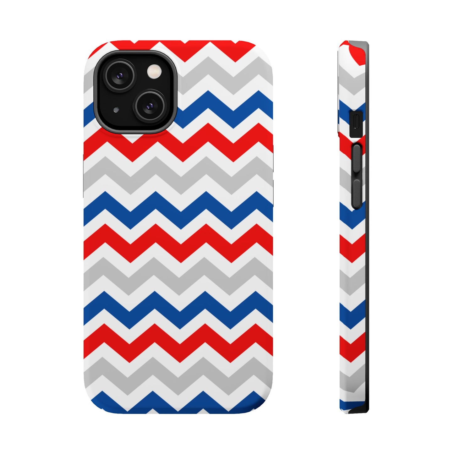 Patriotic Red, White & Blue Chevron – MagSafe Compatible iPhone Case