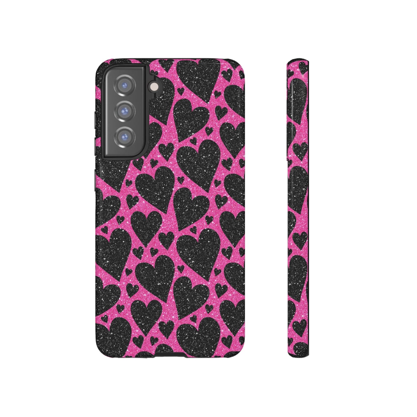 Pink Glitter Hearts Samsung Galaxy Case