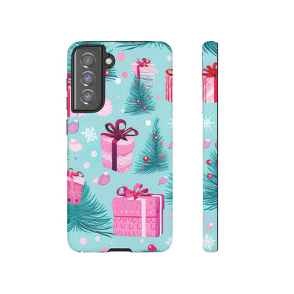 Festive Pink Christmas Gifts and Evergreen Samsung Galaxy Case – Holiday Theme, Protective Cover