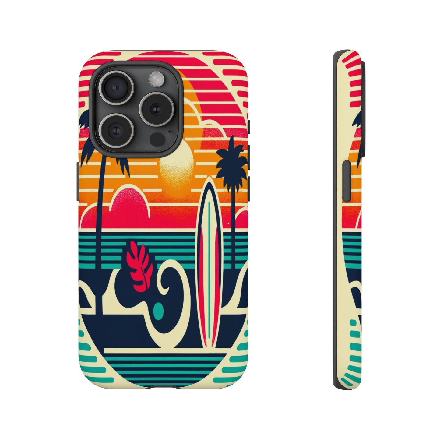 Retro Beach Vibes iPhone Case - Sunset Surfing Protective Cover