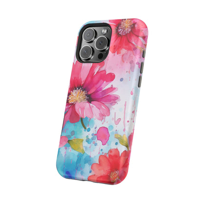 Vibrant Watercolor Red & Pink Floral - MagSafe iPhone Case