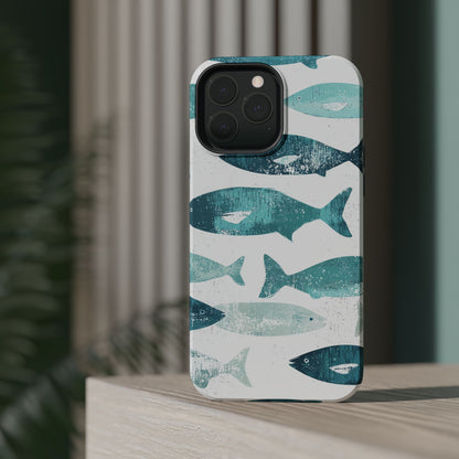 Vintage Blue Fish Print - MagSafe iPhone Series Case