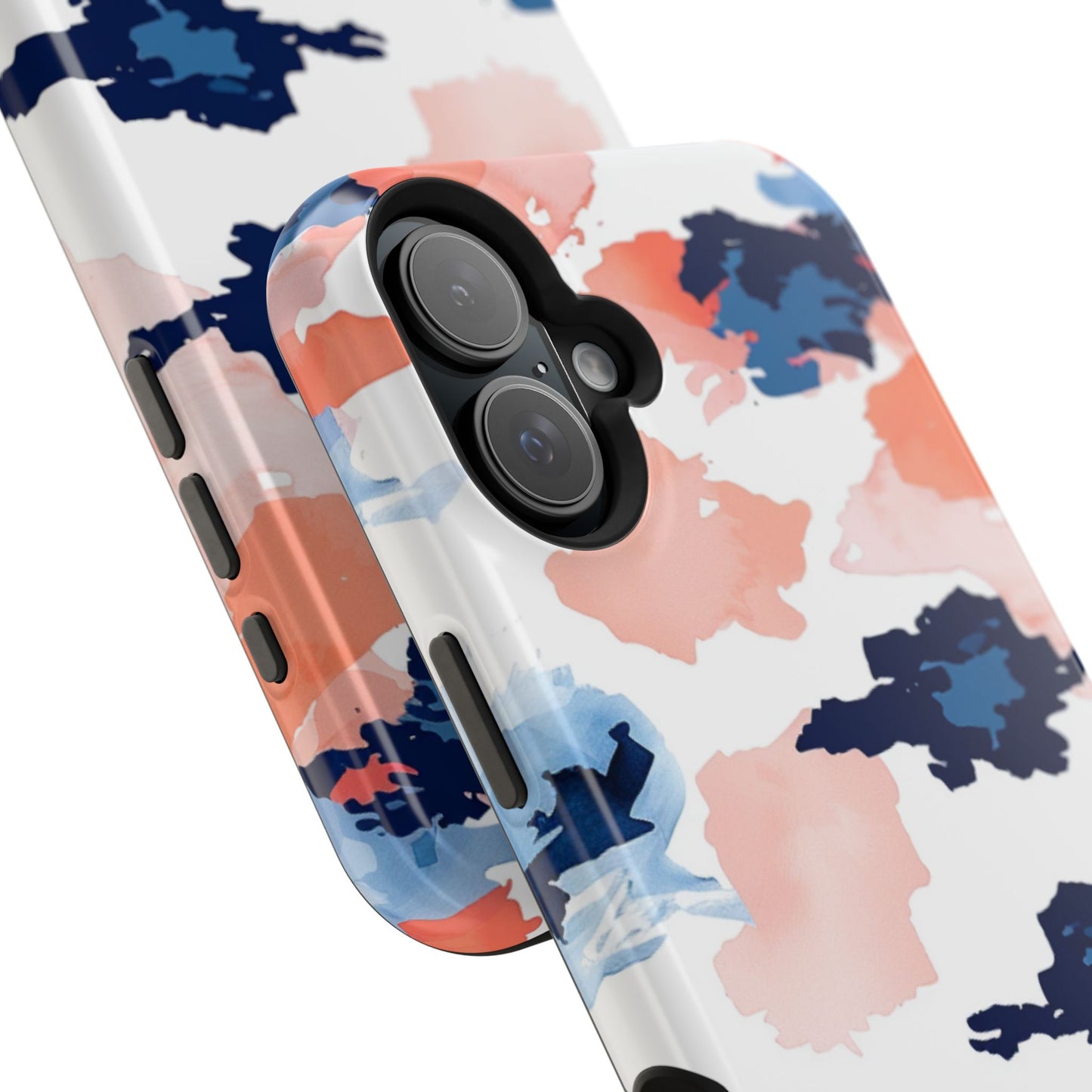 Abstract Coral & Navy Watercolor Design – MagSafe iPhone Case