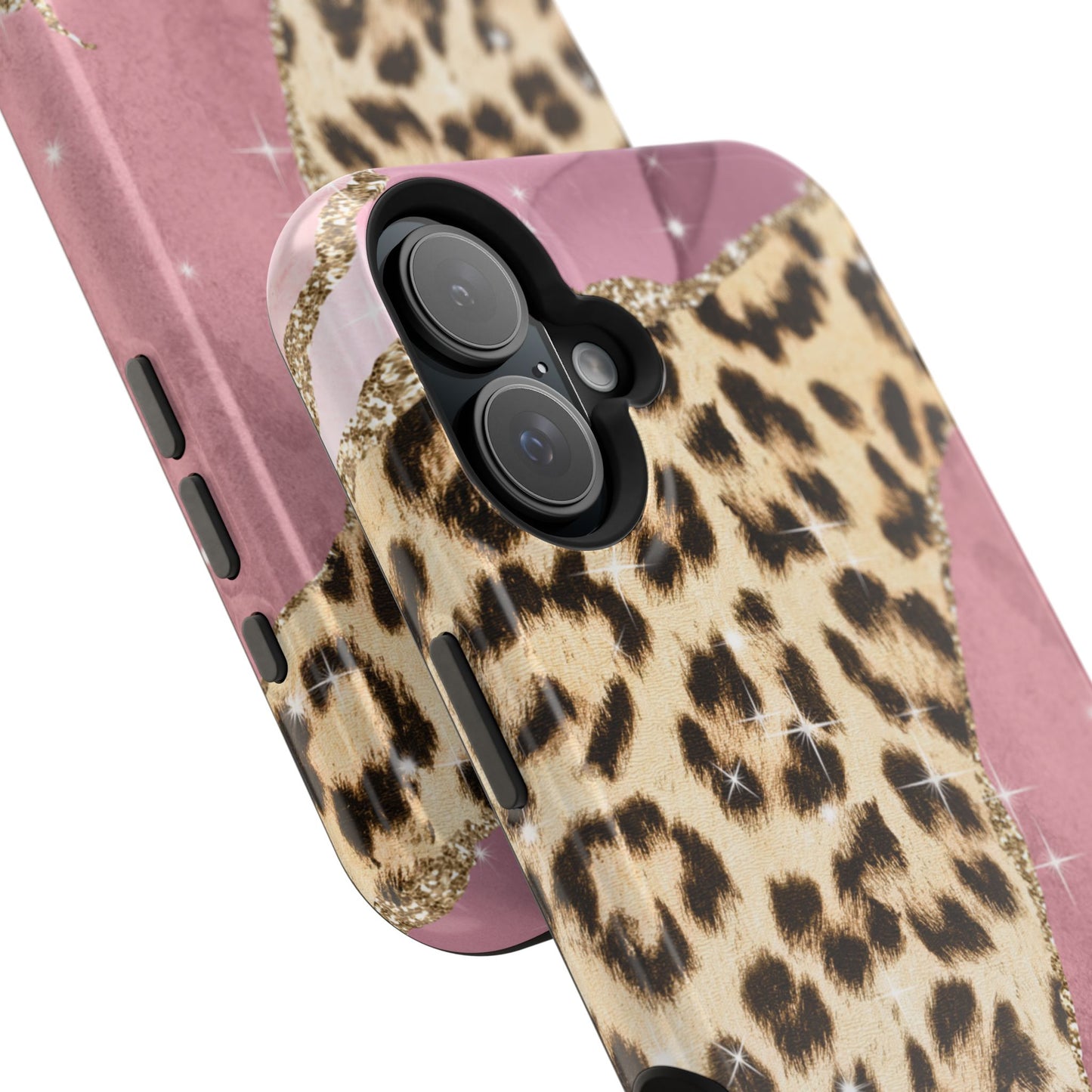 Pink Glam Leopard - MagSafe iPhone Series Case with Glitter Accents