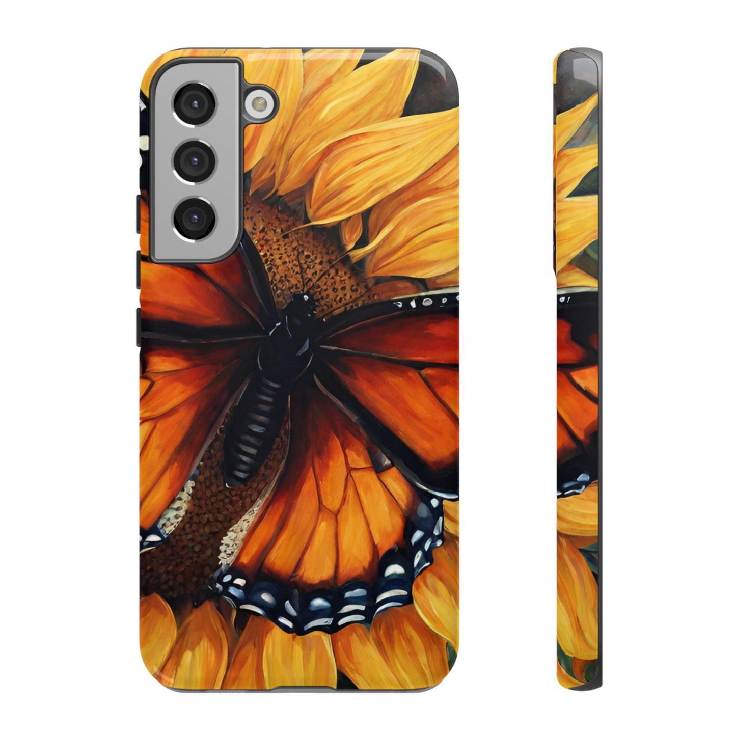 Monarch Butterfly & Sunflower Art – iPhone Case