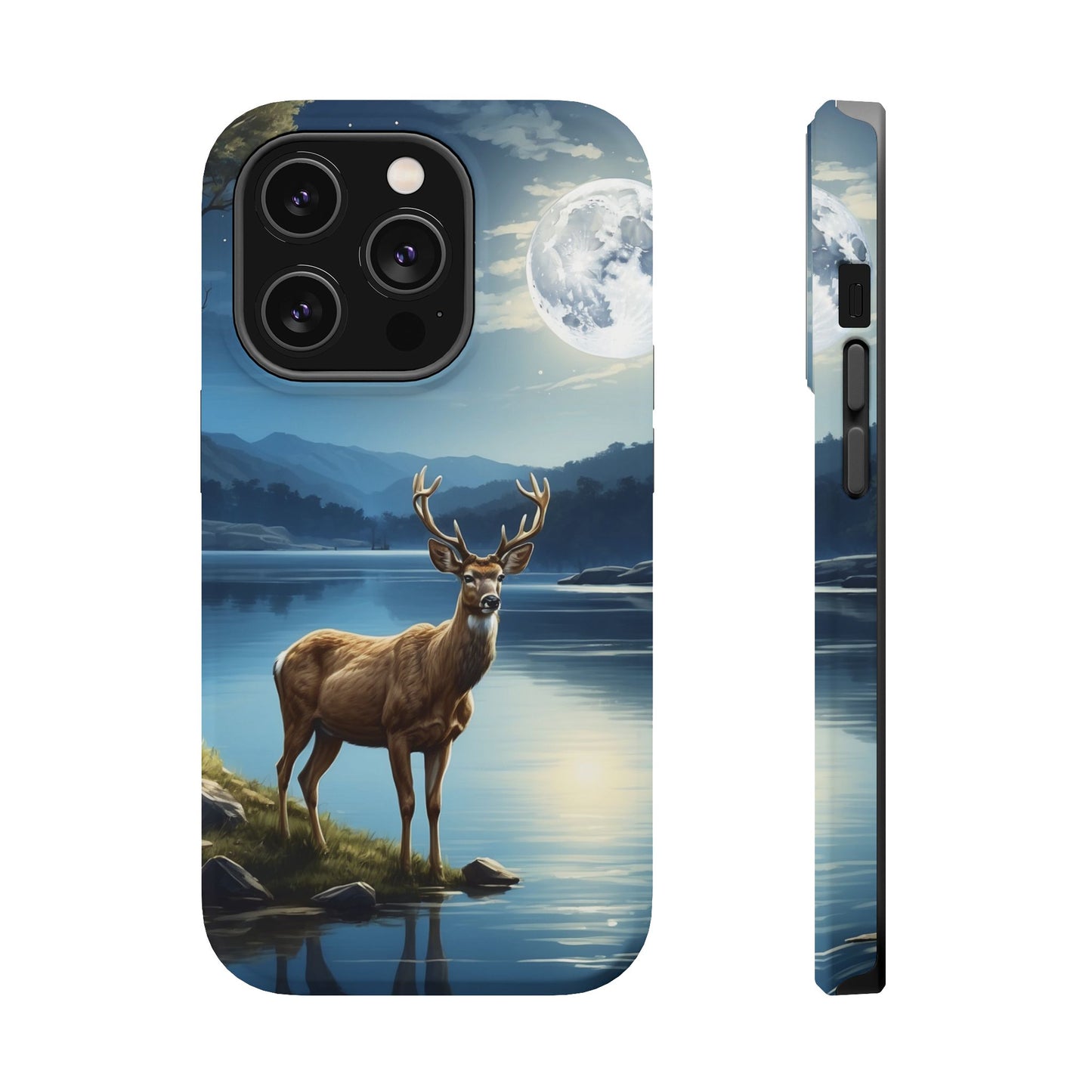 Moonlit Elegance: Stag by the Lake – MagSafe iPhone Case