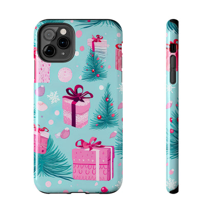 Festive Pink Christmas Gifts and Evergreen iPhone Case – Holiday Theme, Protective Cover