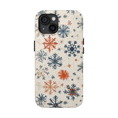 Rustic Orange and Blue Snowflake Pattern – iPhone Series Case