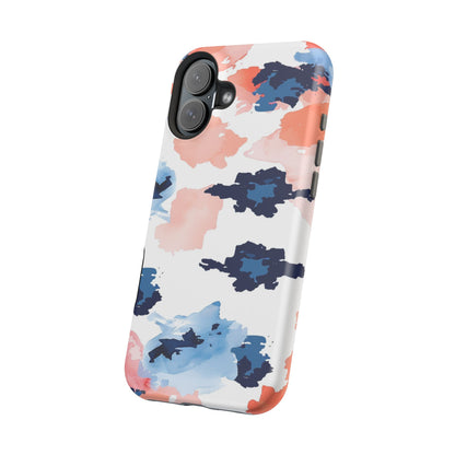 Abstract Coral & Navy Watercolor Design – MagSafe iPhone Case