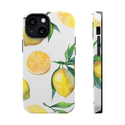 Lemon Grove Watercolor Tough MagSafe iPhone Case – Fresh Citrus Design, Dual-Layer Protection