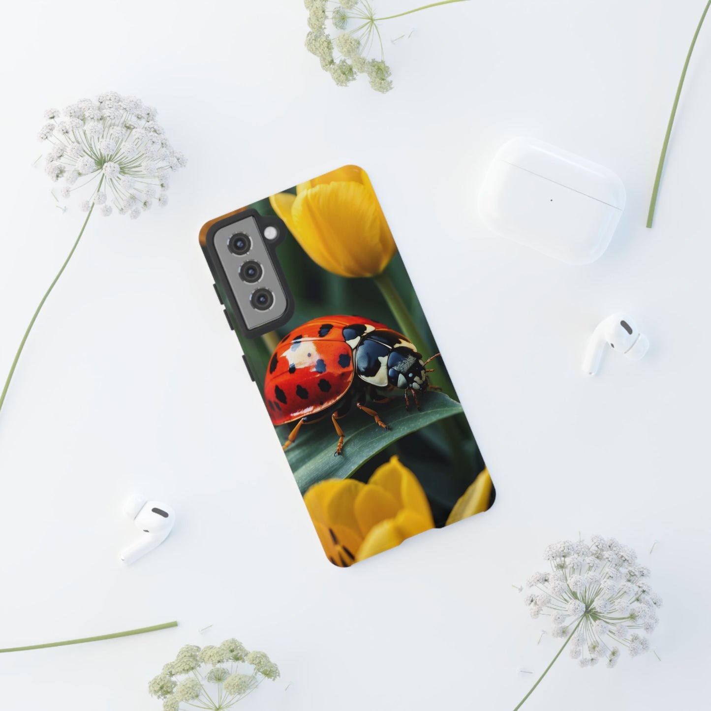 Samsung Galaxy Case: Vibrant Ladybug Amidst a Lush Yellow Flower Garden