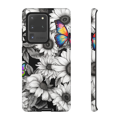 Rainbow Butterflies & Monochrome Sunflowers – Samsung Galaxy Case