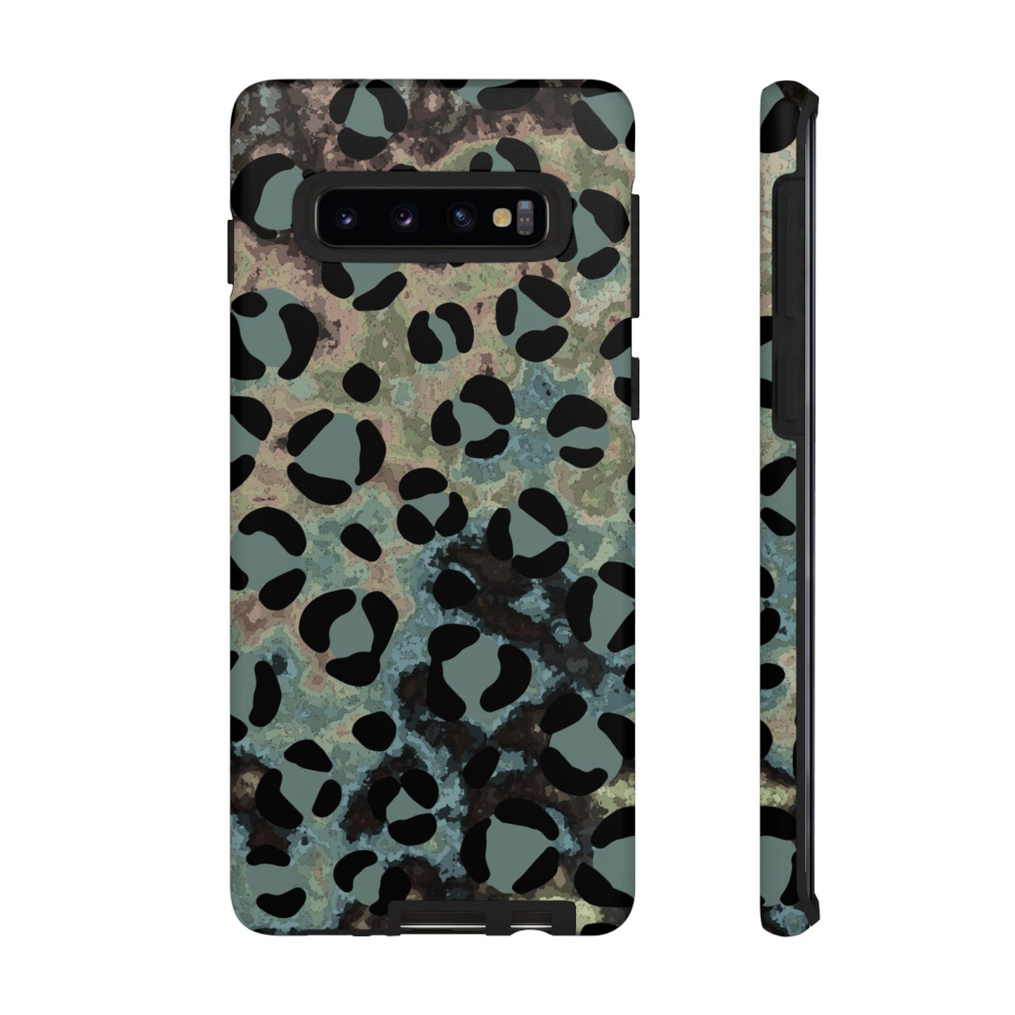 Moody Watercolor Leopard Print Tough Samsung Galaxy Case – Earthy Abstract Pattern with Dual-Layer Protection
