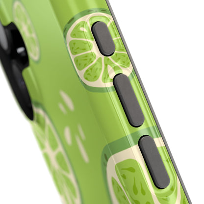 Zesty Lime Splash Tough MagSafe iPhone Case – Fresh Citrus Design, Dual-Layer Protection