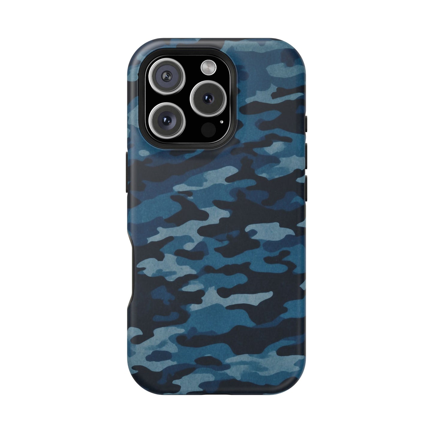 Dark Blue Camouflage – MagSafe iPhone Case with Modern Rugged Style