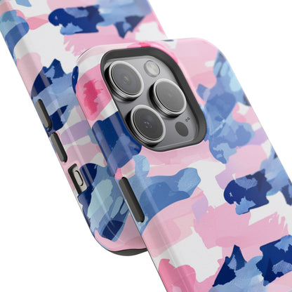 MagSafe Case: Dynamic Pink & Navy Brushstroke Art