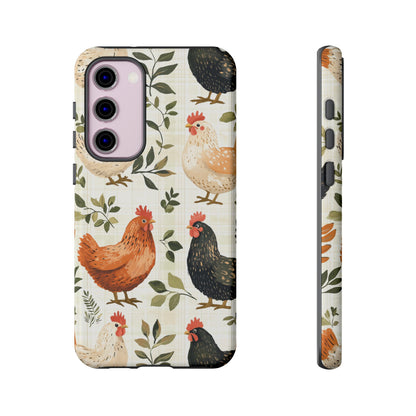 Samsung Galaxy Case: Vintage Chicken Farmhouse Case – Rustic Leaves Design