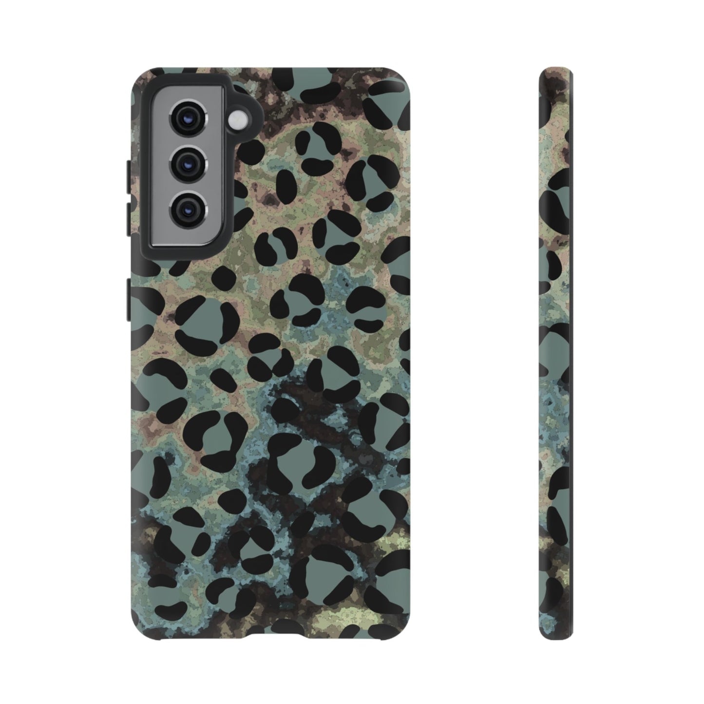 Moody Watercolor Leopard Print Tough Samsung Galaxy Case – Earthy Abstract Pattern with Dual-Layer Protection