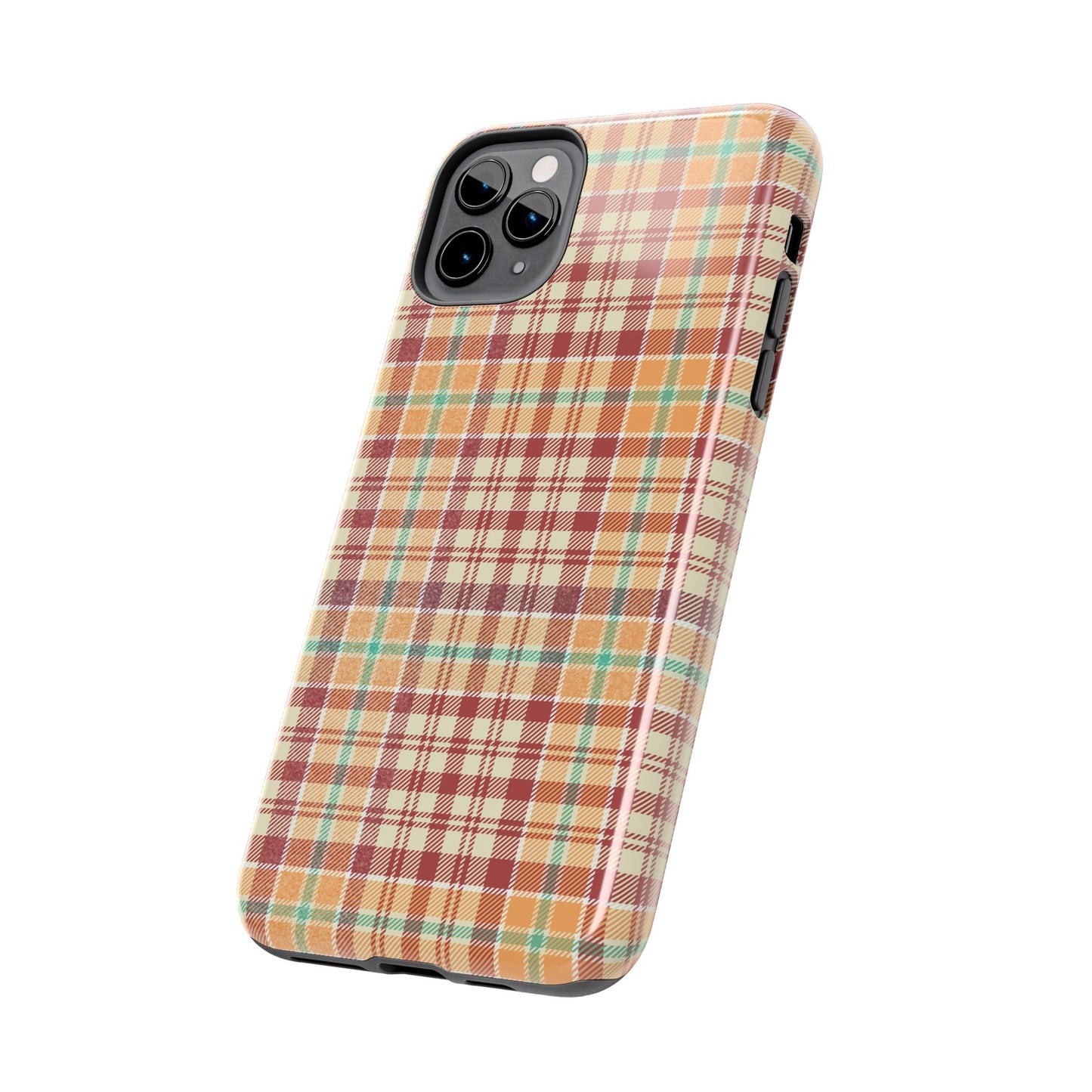 Retro Chic Plaid iPhone Case in Red, Orange, Green & Cream – Classic Vintage Style