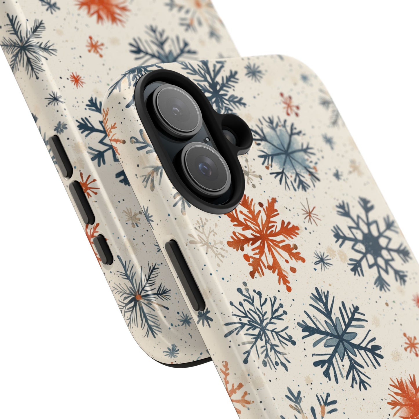 Rustic Orange and Blue Snowflake Pattern – iPhone Series Case