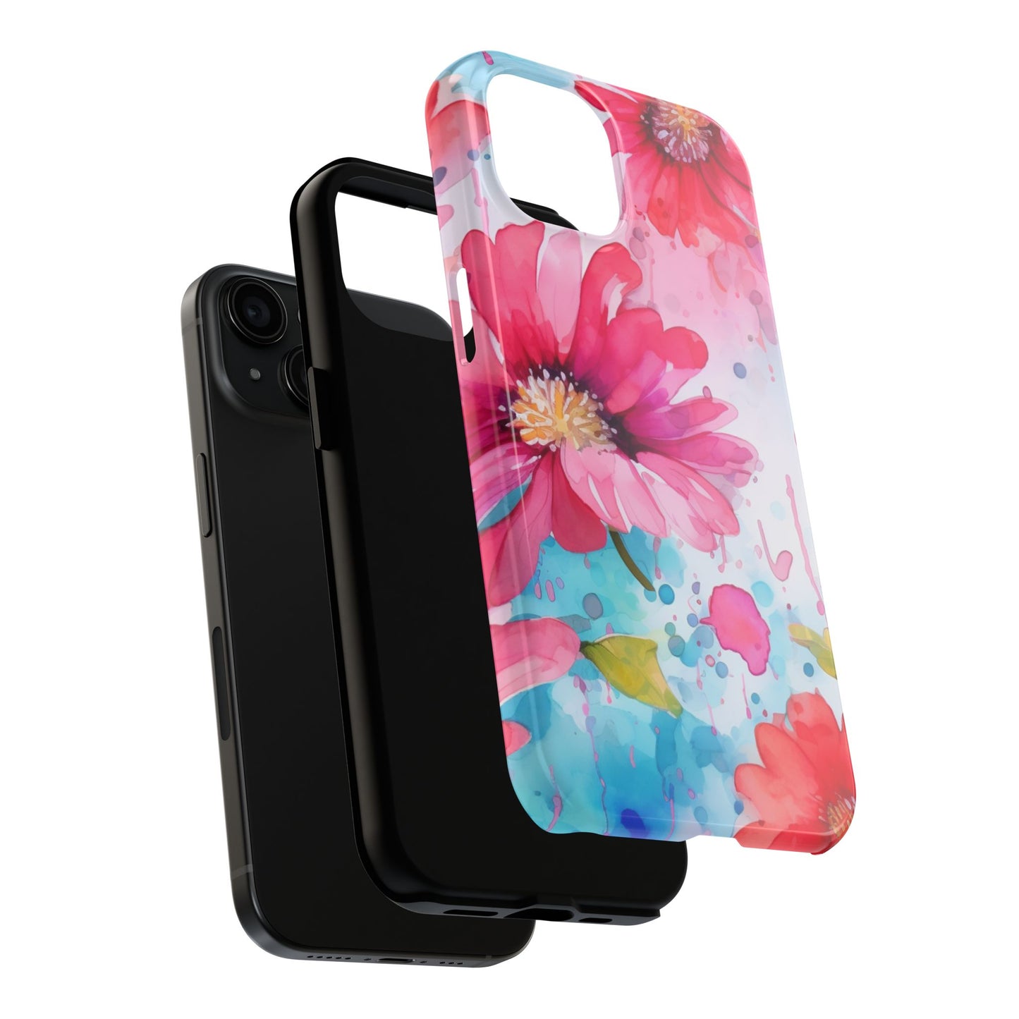 Vibrant Watercolor Red & Pink Floral - iPhone Case