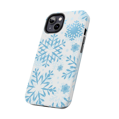 Frosty Blue Snowflakes iPhone Case – Shockproof, Smooth Matte Finish, Dual-Layer Design