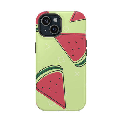 Watermelon Slice MagSafe iPhone Case – Fresh & Fun Design with Retro Geometric Pattern