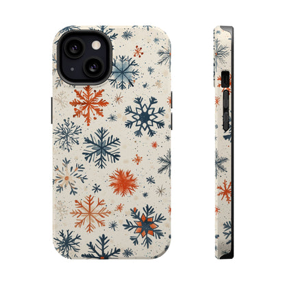 Rustic Orange and Blue Snowflake Pattern – MagSafe iPhone Series Case