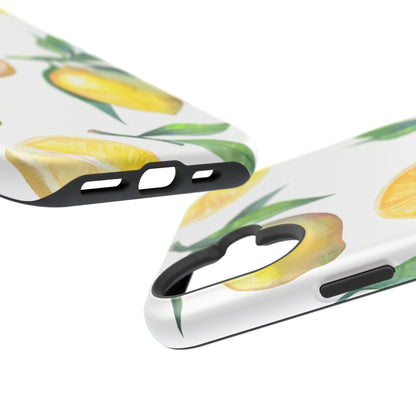 Lemon Grove Watercolor Tough MagSafe iPhone Case – Fresh Citrus Design, Dual-Layer Protection