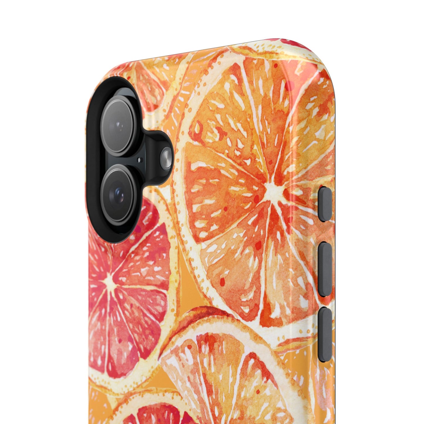 Watercolor Citrus Splash Tough MagSafe iPhone Case – Vibrant Fruit Print, Shock-Resistant Design