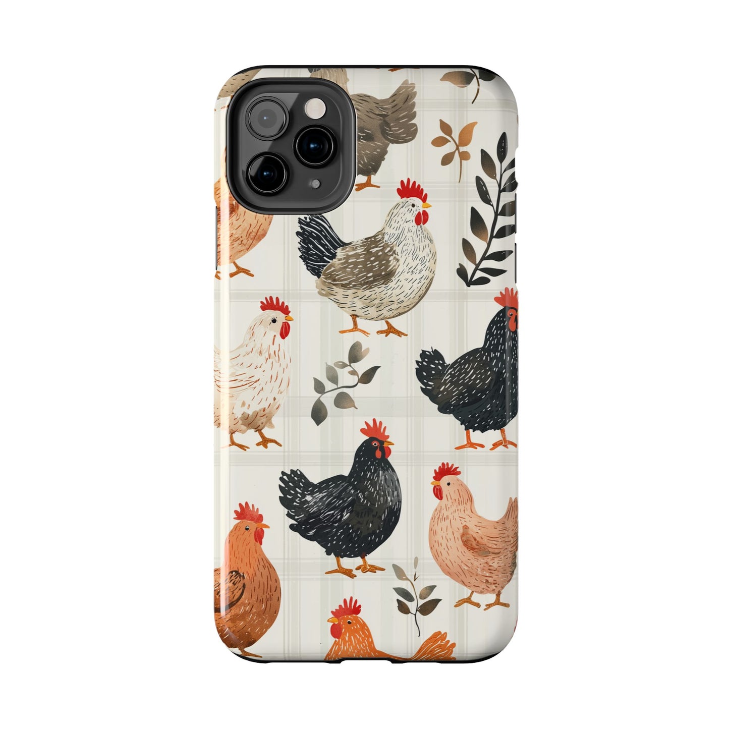 iPhone Case: Vintage Chicken & Leaves – Farmhouse Style Case